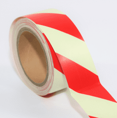 Traiva Výstražná šrafovaná páska - červenobiela fotoluminiscenční - 50 mm x 10 m - Kód: 15779