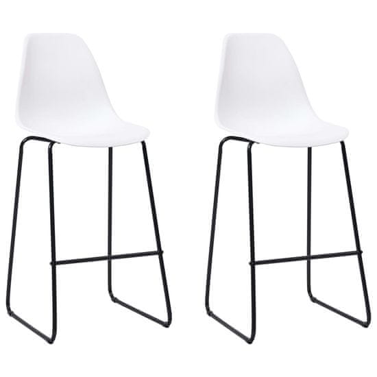 Vidaxl Barové stoličky 2 ks, biele, plast