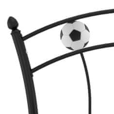 Vidaxl Rám postele s futbalovým dizajnom čierny kov 90x200 cm
