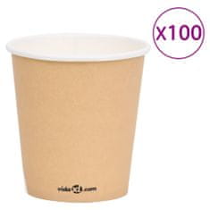 Vidaxl Kávové papierové poháre 200 ml 100 ks hnedé