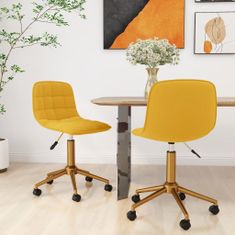 Vidaxl Otočné stoličky, 2 ks, horčicová farba, zamat