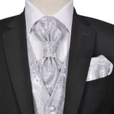 Vidaxl Pánska svadobná vesta s kvetinovým vzorom vrátane veľkosti 50 Silver