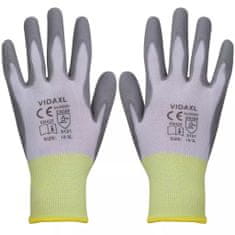 Vidaxl Bielo šedé pracovné rukavice z PU, veľkosť 10/XL, 24 párov