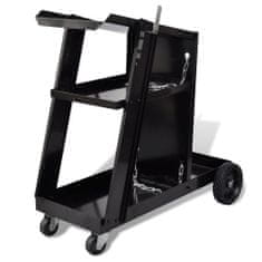 Vidaxl Čierny dielenský vozík na zváračské náradie s 3 policami