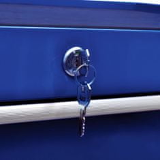 Vidaxl Dielenský vozík na náradie s 5 zásuvkami modrý