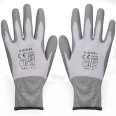 Vidaxl Bielo šedé pracovné rukavice z PU, veľkosť 9/L, 24 párov