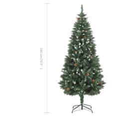 Vidaxl Umelý vianočný stromček s borovicovými šiškami biele vetvičky 180 cm