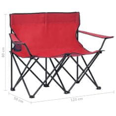 Vidaxl 2-miestna skladacia kempingová stolička oceľ a látka červená