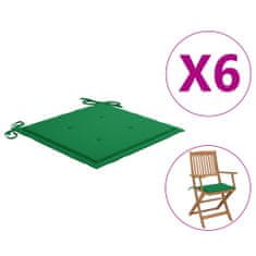 Vidaxl Podložky na záhradné stoličky 6 ks zelené 40x40x4cm látka
