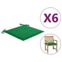 Vidaxl Podložky na záhradné stoličky 6 ks, zelené 50x50x3 cm