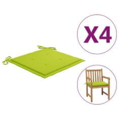 Vidaxl Podložky na záhradné stoličky 4 ks, jasnozelené 50x50x3 cm