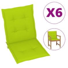 Vidaxl Podložky na záhradné stoličky 6 ks jasnozelené 100x50x4 cm