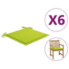 Vidaxl Podložky na záhradné stoličky 6 ks, jasnozelené 50x50x3 cm