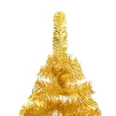 Vidaxl Umelý vianočný stromček s podstavcom, zlatý 150 cm, PET