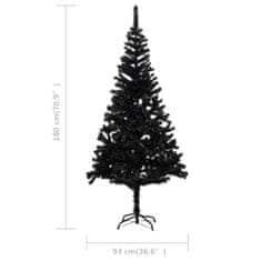 Vidaxl Umelý vianočný stromček s podstavcom čierny 180 cm PVC