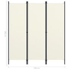 Vidaxl Paraván s 3 panelmi, krémovo biely 150x180 cm