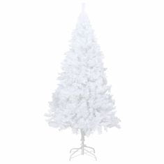 Vidaxl Umelý vianočný stromček s hustým ihličím, biely 210 cm, PVC
