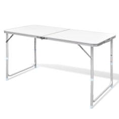 Vidaxl Skladací výškovo nastaviteľný kempingový stôl, 120 x 60 cm, hliníkový