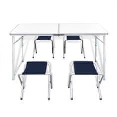 Vidaxl Skladacia kempingová sada so 4 stoličkami a stolom, 120 x 60 cm