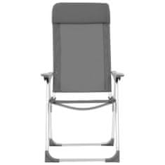 Vidaxl Skladacie kempingové stoličky 2 ks, sivé, hliník