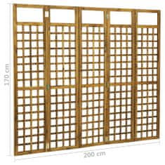 Vidaxl 5-panelový paraván masívne akáciové drevo 200x170 cm