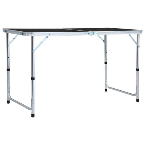 Vidaxl Skladací kempingový stôl sivý 120x60 cm hliníkový