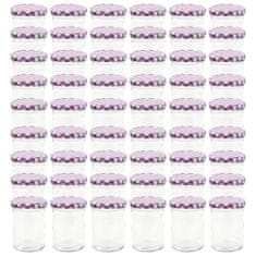 Vidaxl Zaváracie poháre s bielo-fialovými viečkami 48 ks 400 ml sklo