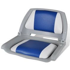 Vidaxl Sklápacie sedadlo do člna s modro bielou podložkou 41 x 51 x 48 cm