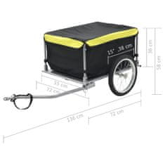 Vidaxl Nákladný vozík za bicykel čierno-žltý 65 kg