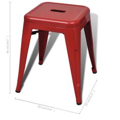 Vidaxl Stohovateľné stoličky 4 ks, červené, oceľ