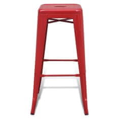 Vidaxl Barové stoličky 2 ks, červené, oceľ