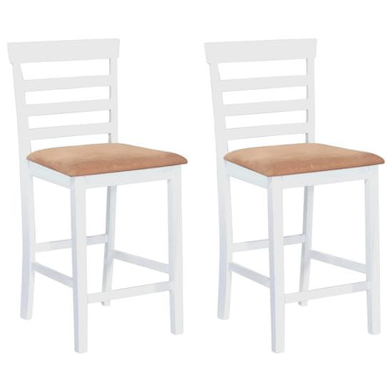 Vidaxl Barové stoličky 2 ks, biele, látka