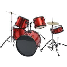 Vidaxl Kompletná sada bicích nástrojov, oceľ s práškovým nástrekom, červená, pre dospelých