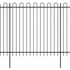 Vidaxl Palisádový plot s oblúkovým zakončením, oceľ 600x200 cm, čierny