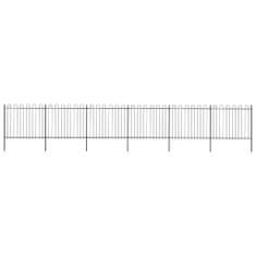 Vidaxl Záhradný plot s oblúkovým zakončením, oceľ 10,2x1,5 m, čierny