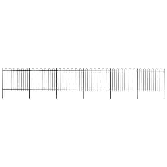 Vidaxl Záhradný plot s oblúkovým zakončením, oceľ 10,2x1,5 m, čierny