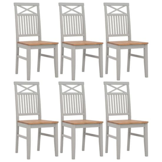 Vidaxl Jedálenské stoličky 6 ks, sivé, dubový masív
