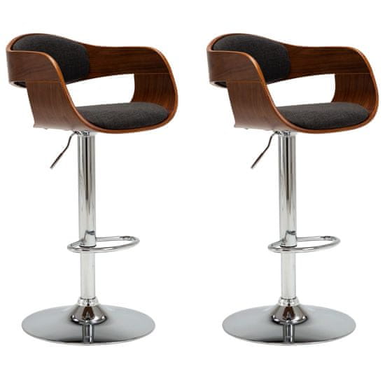 Vidaxl Barové stoličky 2 ks sivé ohýbané drevo a látka