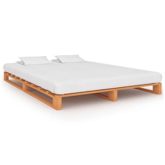 Vidaxl Paletový posteľný rám, hnedý, borovicový masív 180x200 cm