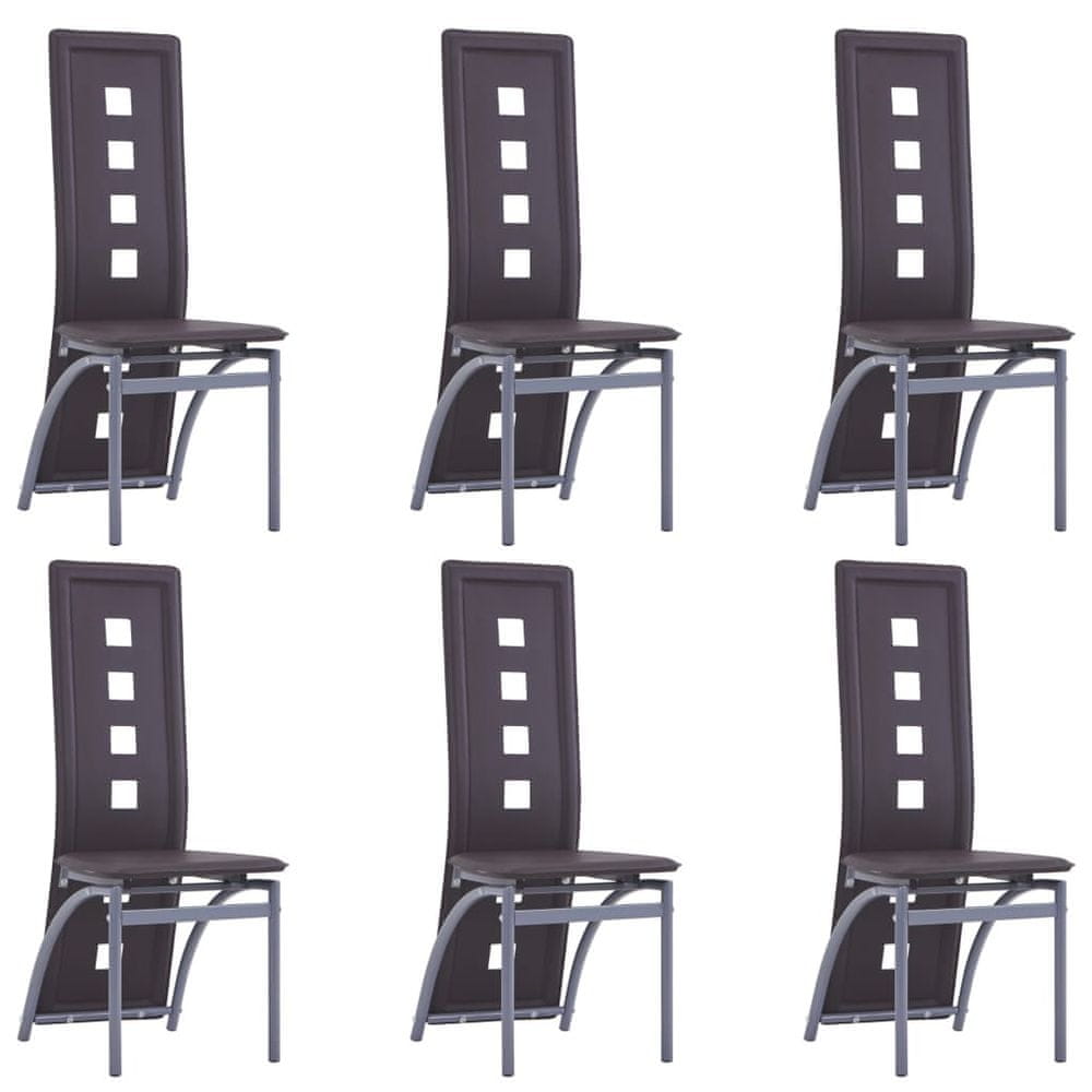 Petromila  vidaXL Jedálenské stoličky 6 ks hnedé umelá koža