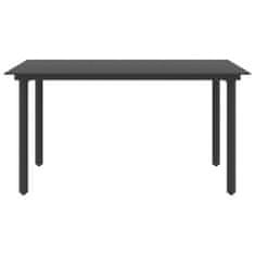Vidaxl Záhradný jedálenský stôl čierny 150x80x74 cm oceľ a sklo