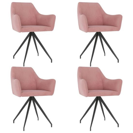 Vidaxl Jedálenské stoličky 4 ks, ružové, zamat