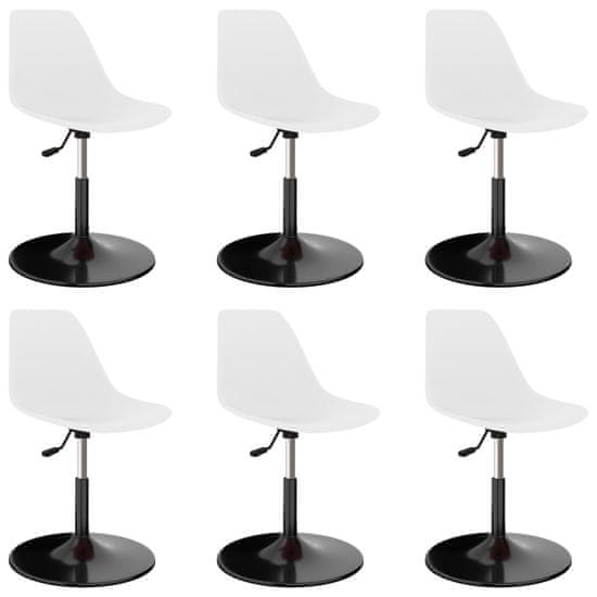 Vidaxl Otočné jedálenské stoličky 6 ks, biele, PP