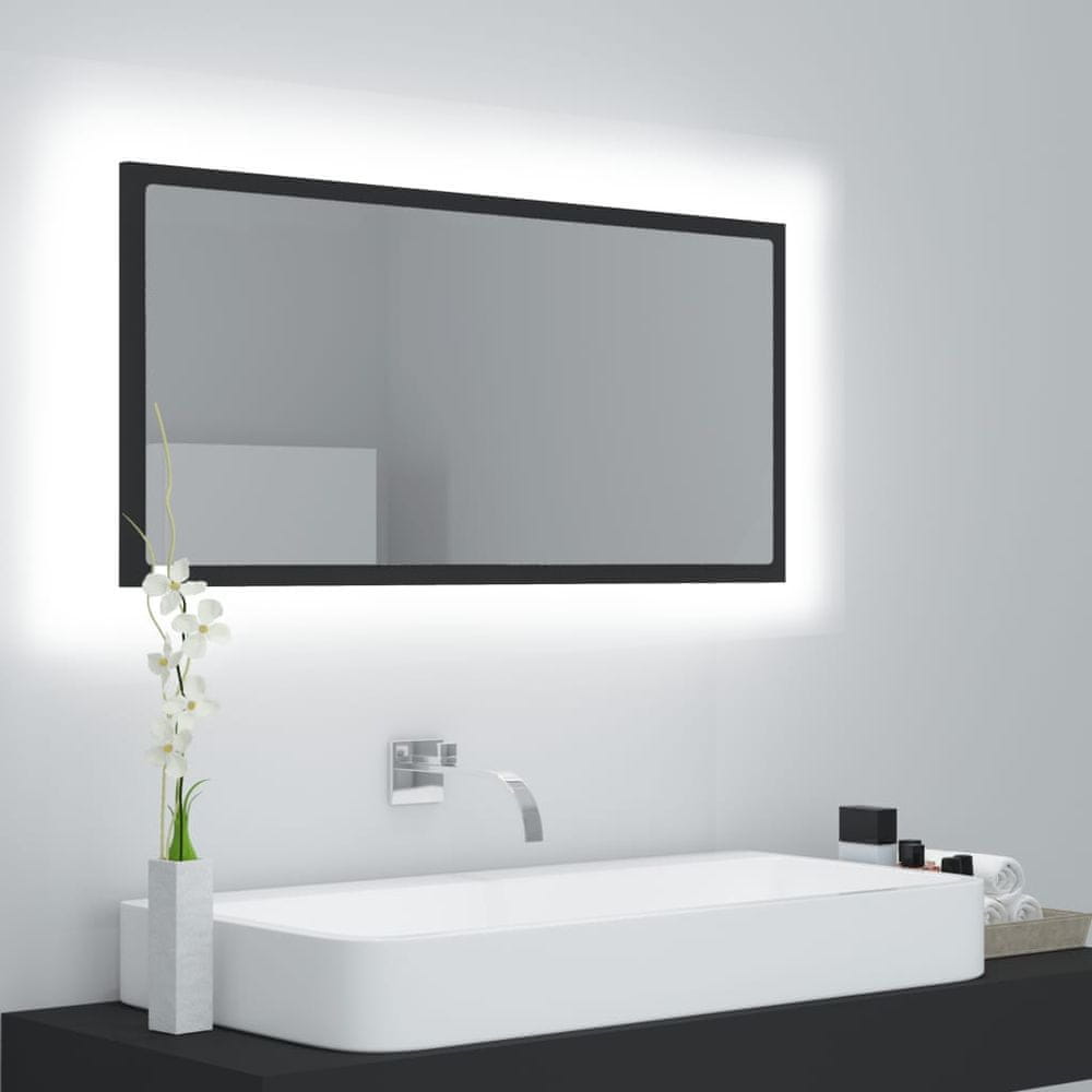 Vidaxl LED kúpeľňové zrkadlo sivé 90x8,5x37 cm drevotrieska