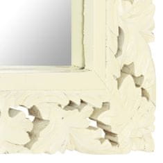 Vidaxl Ručne vyrezávané zrkadlo biele 110x50 cm masívne mangovníkové drevo