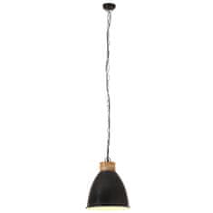 Vidaxl Industriálna závesná lampa čierna železo a masívne drevo 35 cm E27