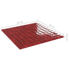 Vidaxl Mozaikové dlaždice 22 ks, červené 30x30 cm, sklo