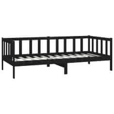 Vidaxl Denná posteľ s matracom, 90x200 cm, čierna, borovicové drevo