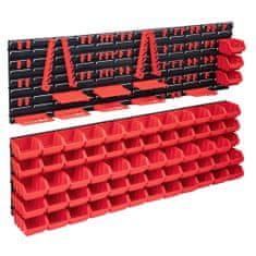 Vidaxl 141-dielna úložná súprava s nástennými panelmi červeno-čierna
