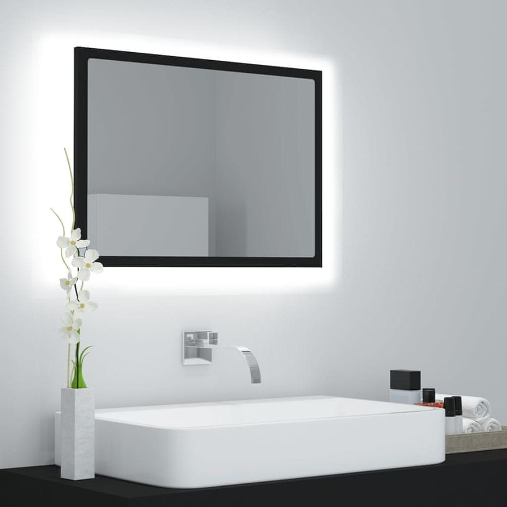 Vidaxl LED kúpeľňové zrkadlo čierne 60x8,5x37 cm drevotrieska